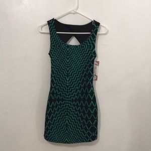 Orange Fashions green and black mini dress SZ S